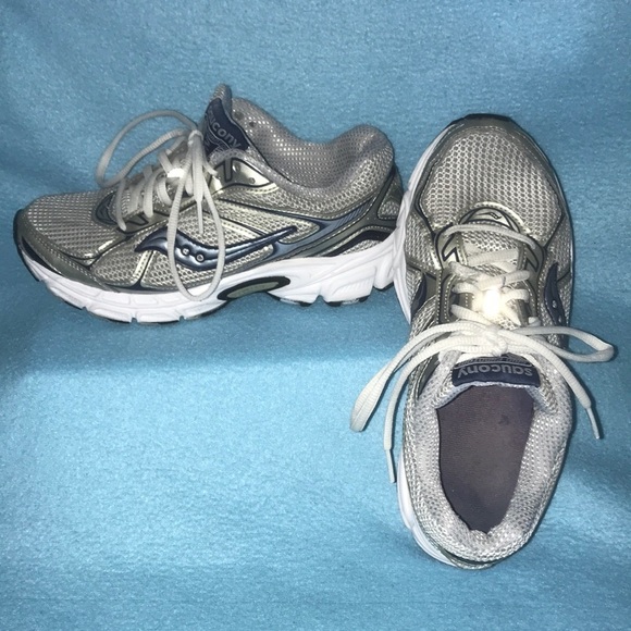 Saucony Grid Phantom 2  silver blue black running athletic lace up shoes size 8 - Picture 1 of 9